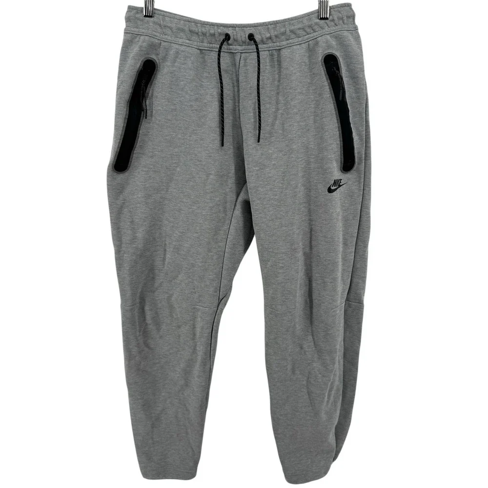 Nike Tech Fleece Pants Men's Large Standard Fit Taper Leg Heather Gray‎